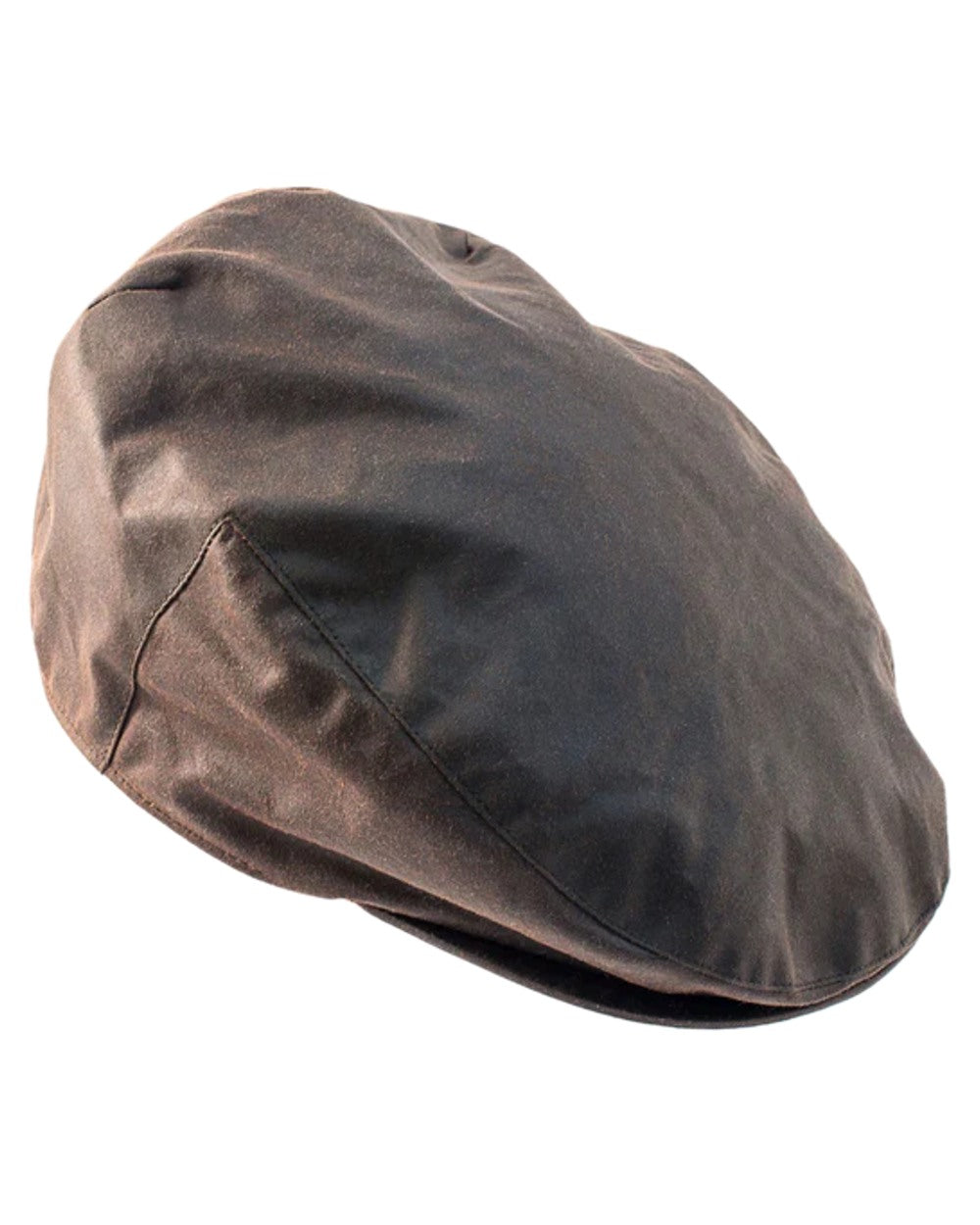 Brown Coloured Heather Buchanan Wax Flat Cap on white background