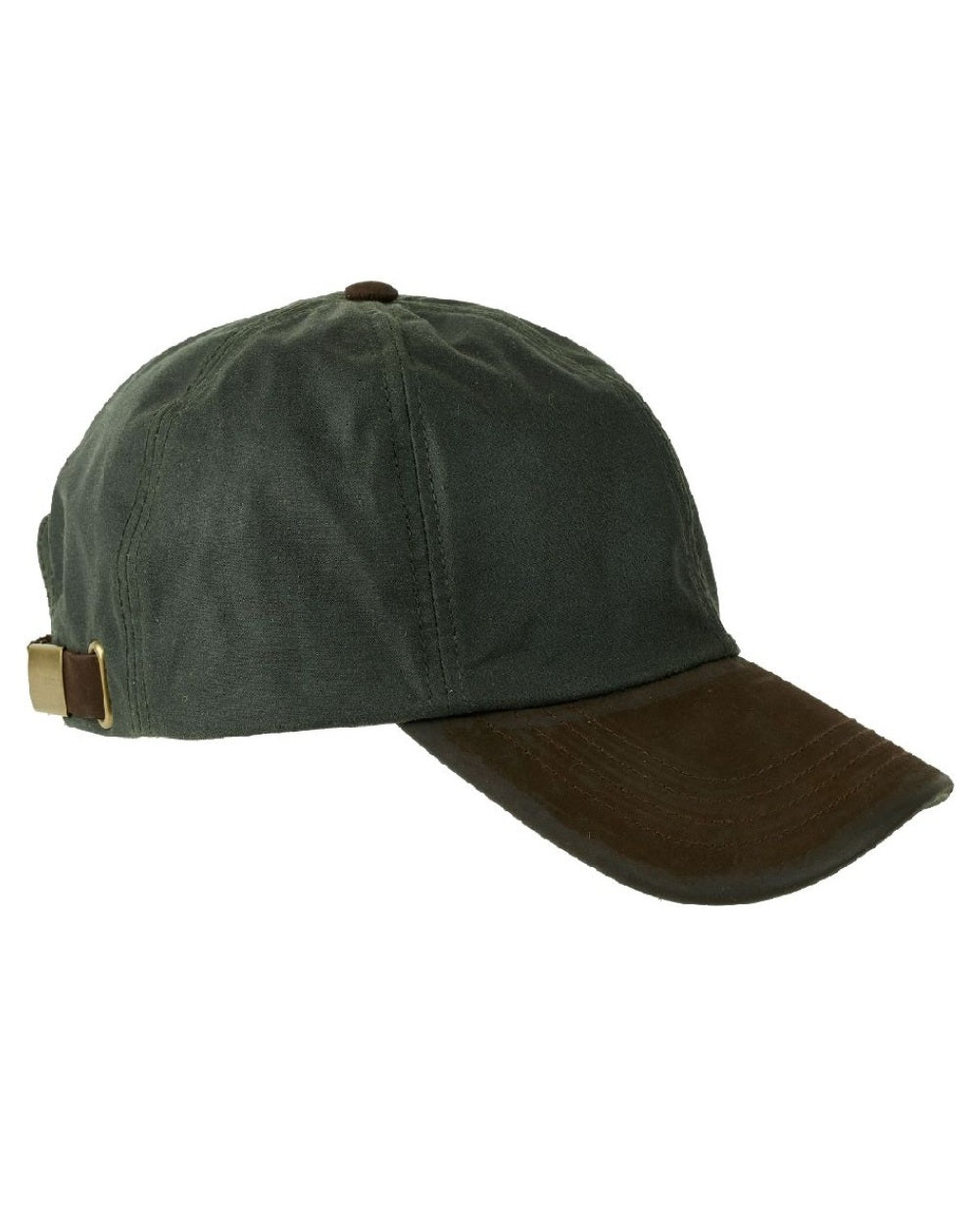 Heather Hamilton Wax Leather Peak Baseball Cap in Olive