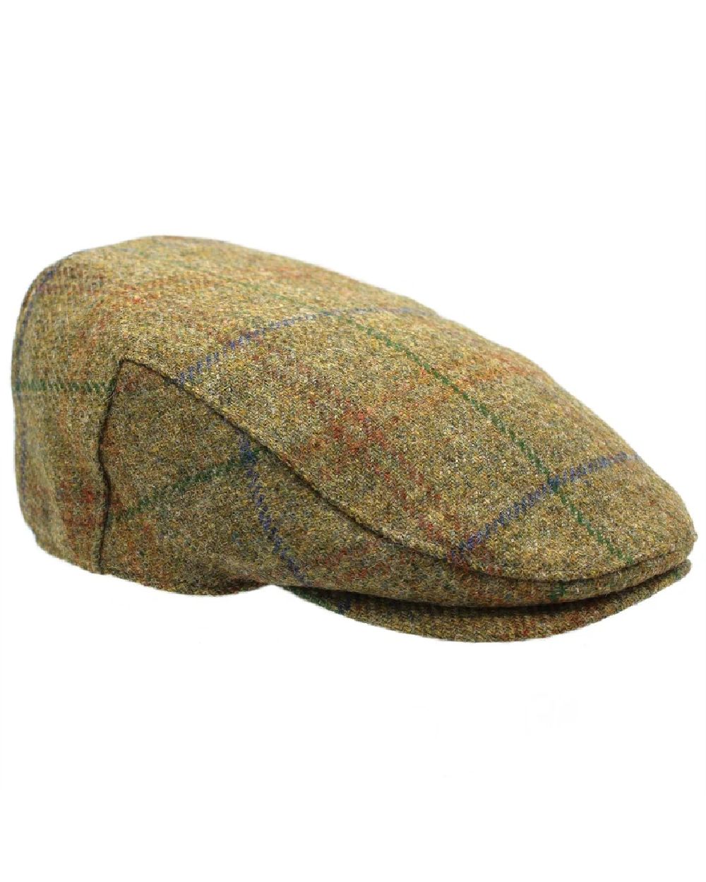 Barleyfield coloured Heather Kinloch Waterproof Tweed Flat Cap on white background