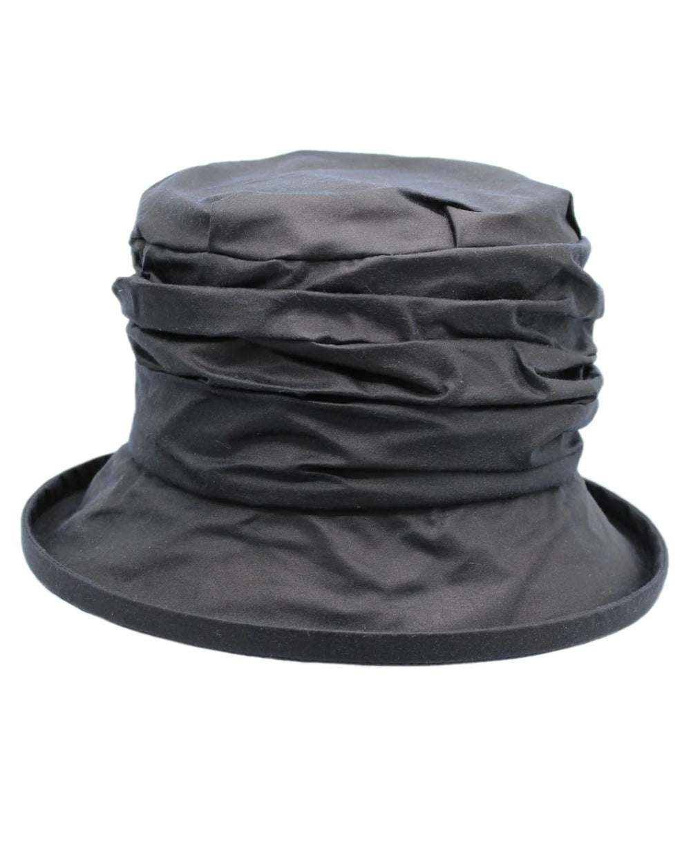 Navy Coloured Heather Lorna Ruched Wax Hat on white background