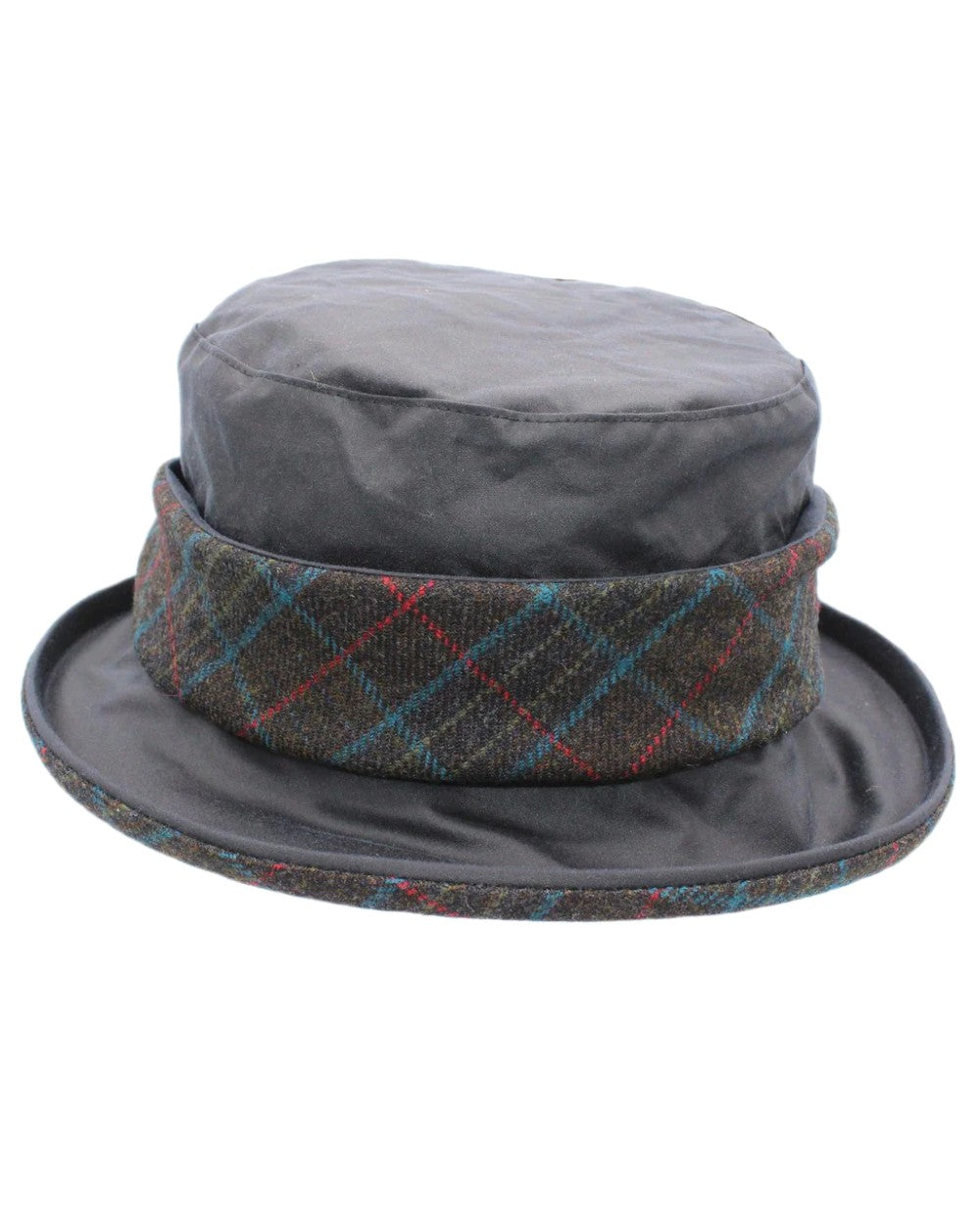 Navy Coloured Heather Natalie Twist Wax Tweed Hat on white background