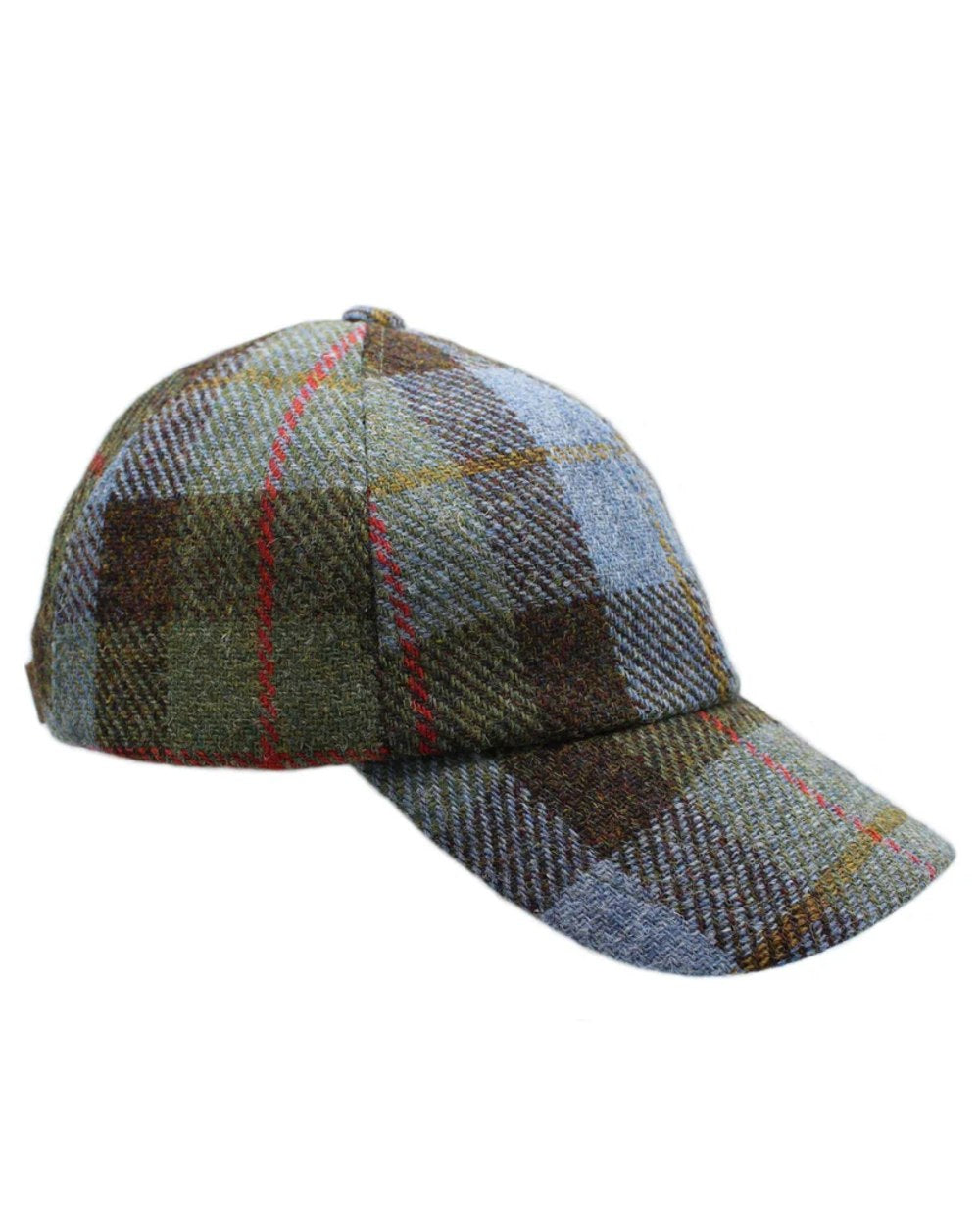 Macleod Tartan Coloured Heather Rannoch Harris Tweed Baseball Cap on white background