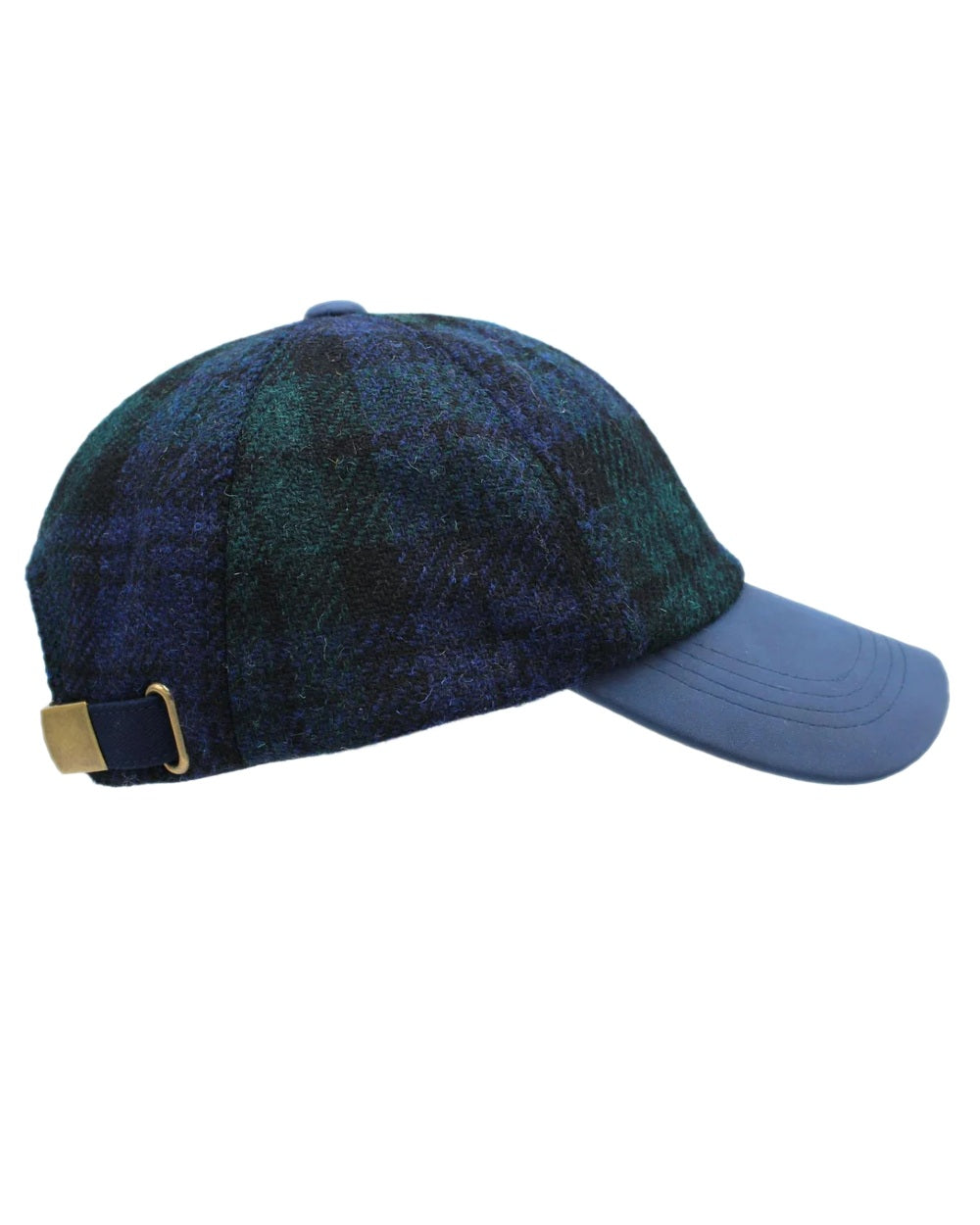 Blackwatch Coloured Heather Rosalie Harris Tweed Baseball Cap on white background