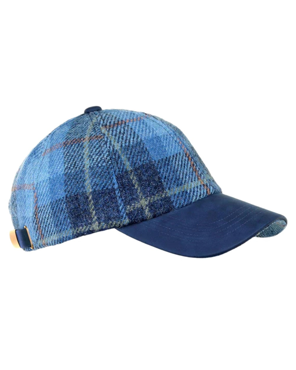 Sky Coloured Heather Rosalie Harris Tweed Baseball Cap on white background