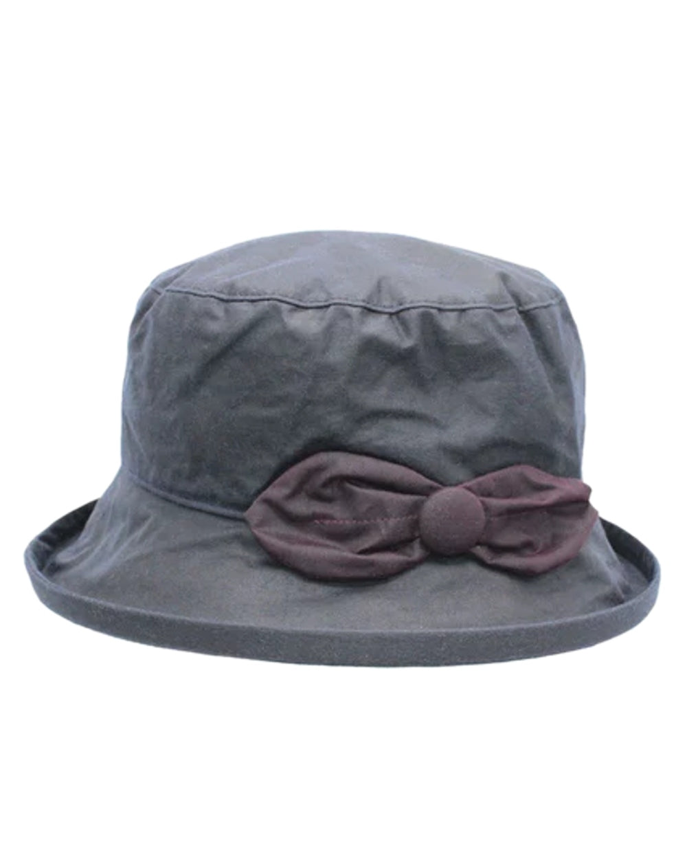 Navy Coloured Heather Womens Cora Wax Leaf Motif Hat on white background