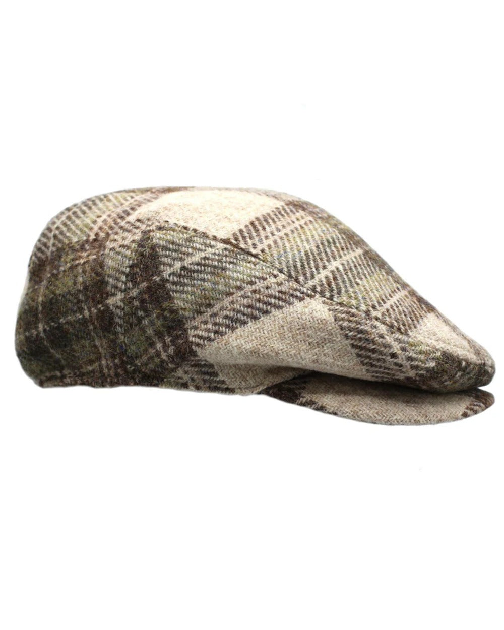 Oatmeal Check Coloured Heather Womens Kelty Harris Tweed Flat Cap on white background