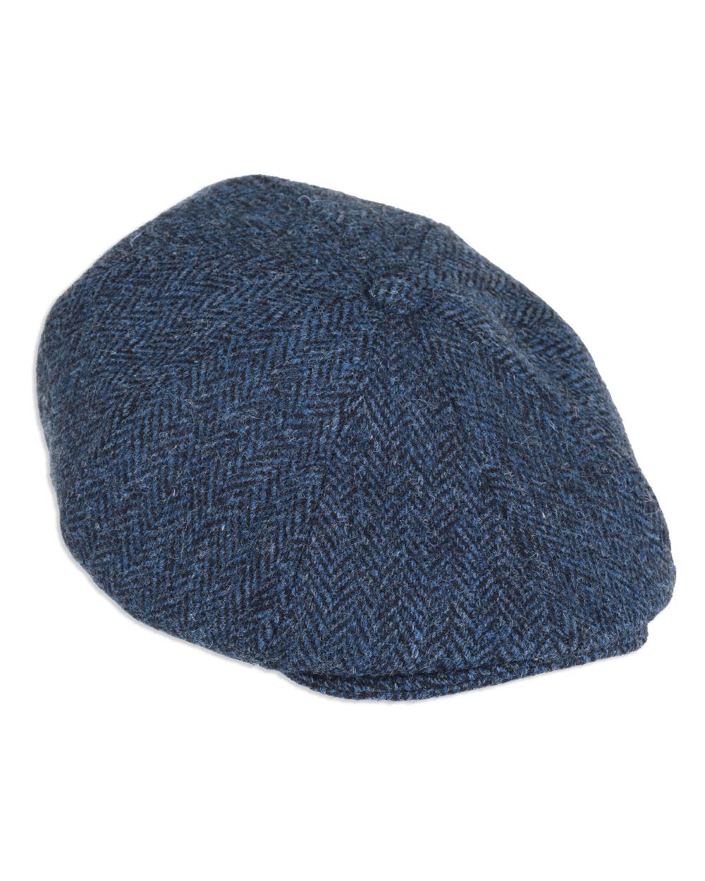Heather Arran 8-Piece Harris Tweed Cap in Blue/Black Herringbone