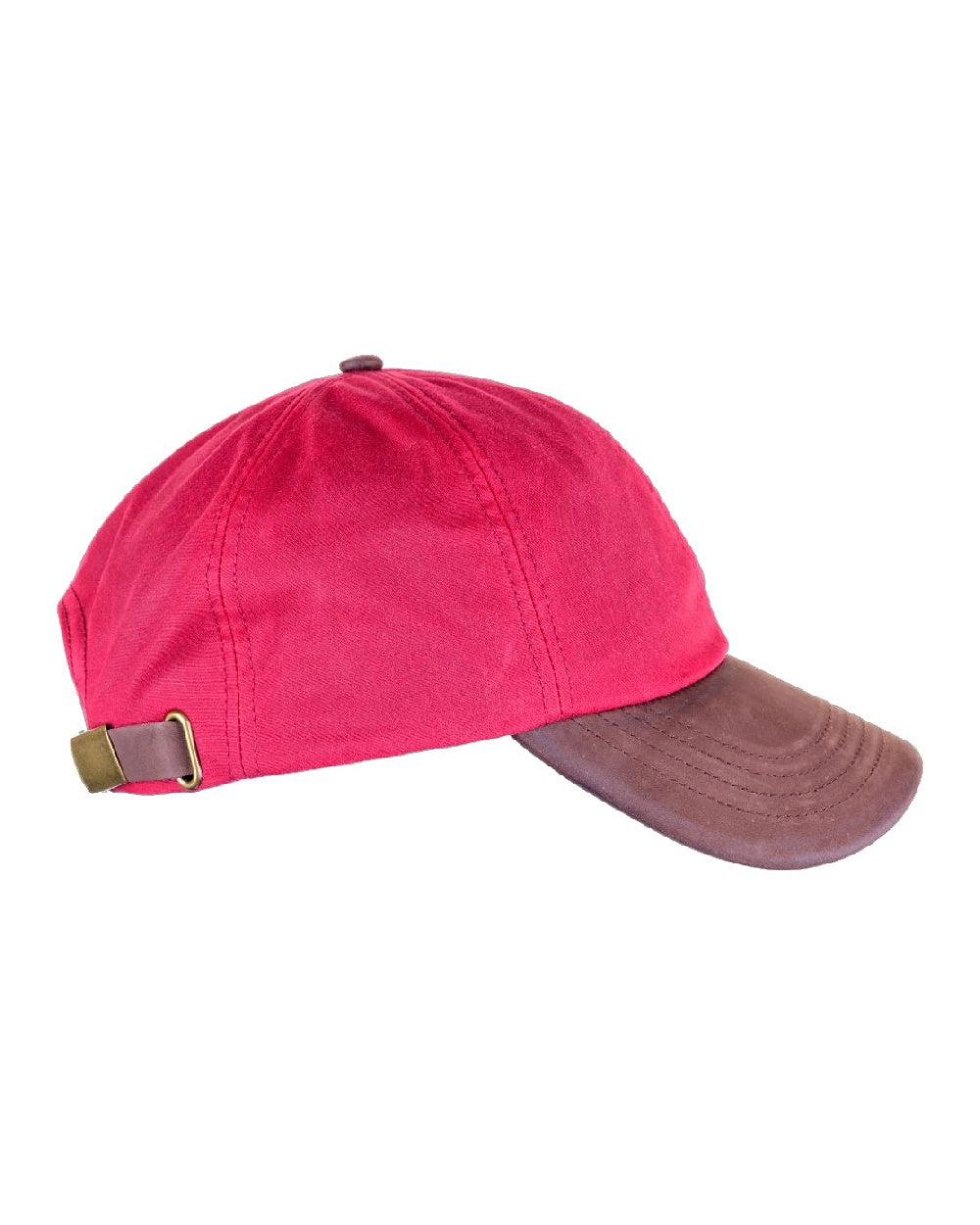 Heather Hamilton Wax Leather Peak Baseball Cap in Red