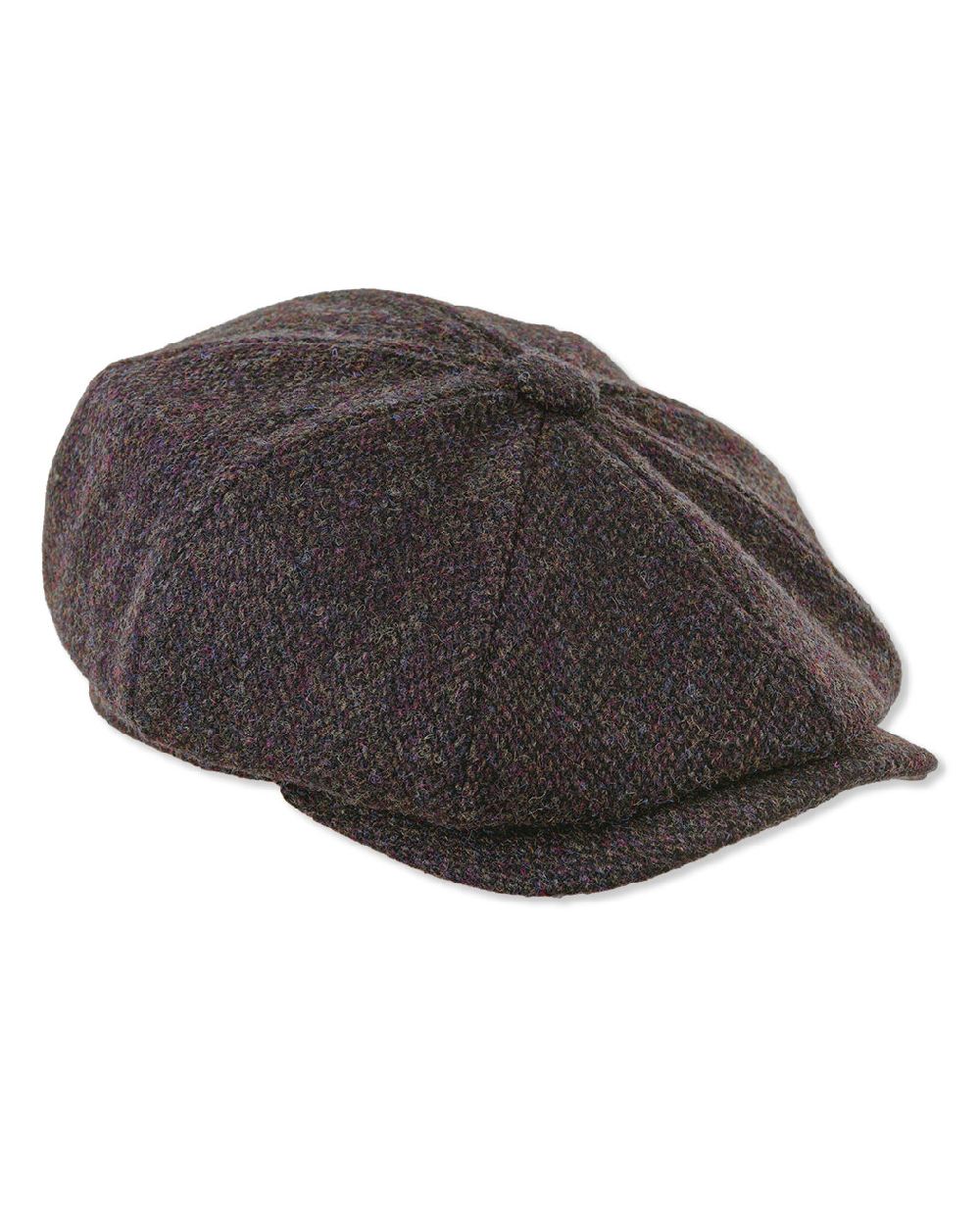 Heather Scott Newsboy Harris Tweed 8-Piece Cap in Brown Barleycorn