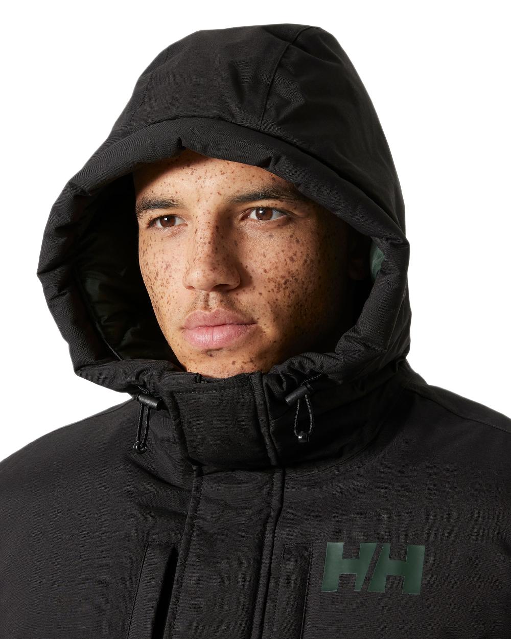 Dark Jungle Coloured Helly Hansen Active Puffy Long Jacket on white background