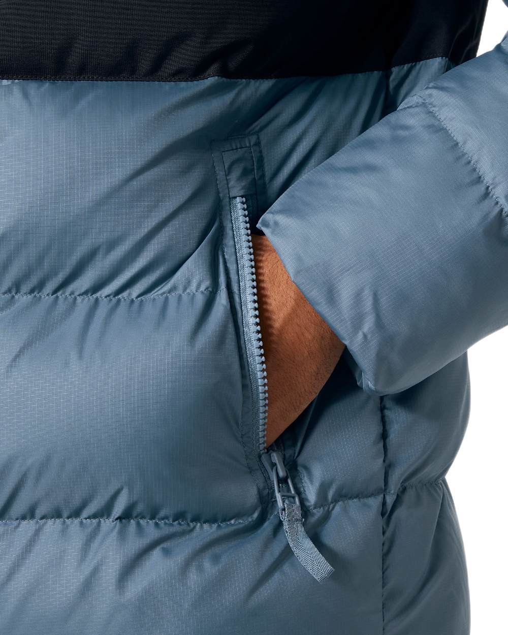 Washed Navy Coloured Helly Hansen Active Puffy Long Jacket on white background