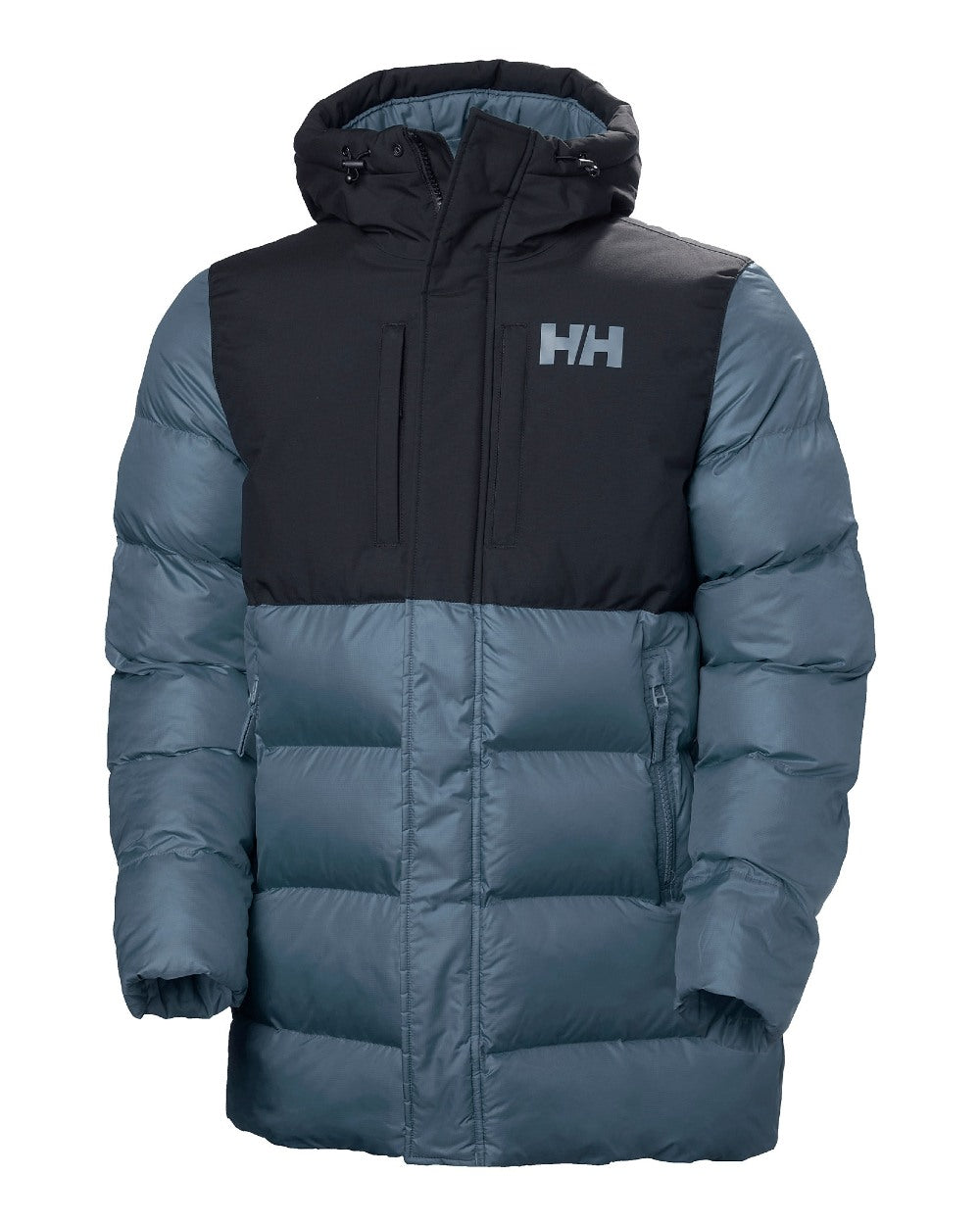 Washed Navy Coloured Helly Hansen Active Puffy Long Jacket on white background
