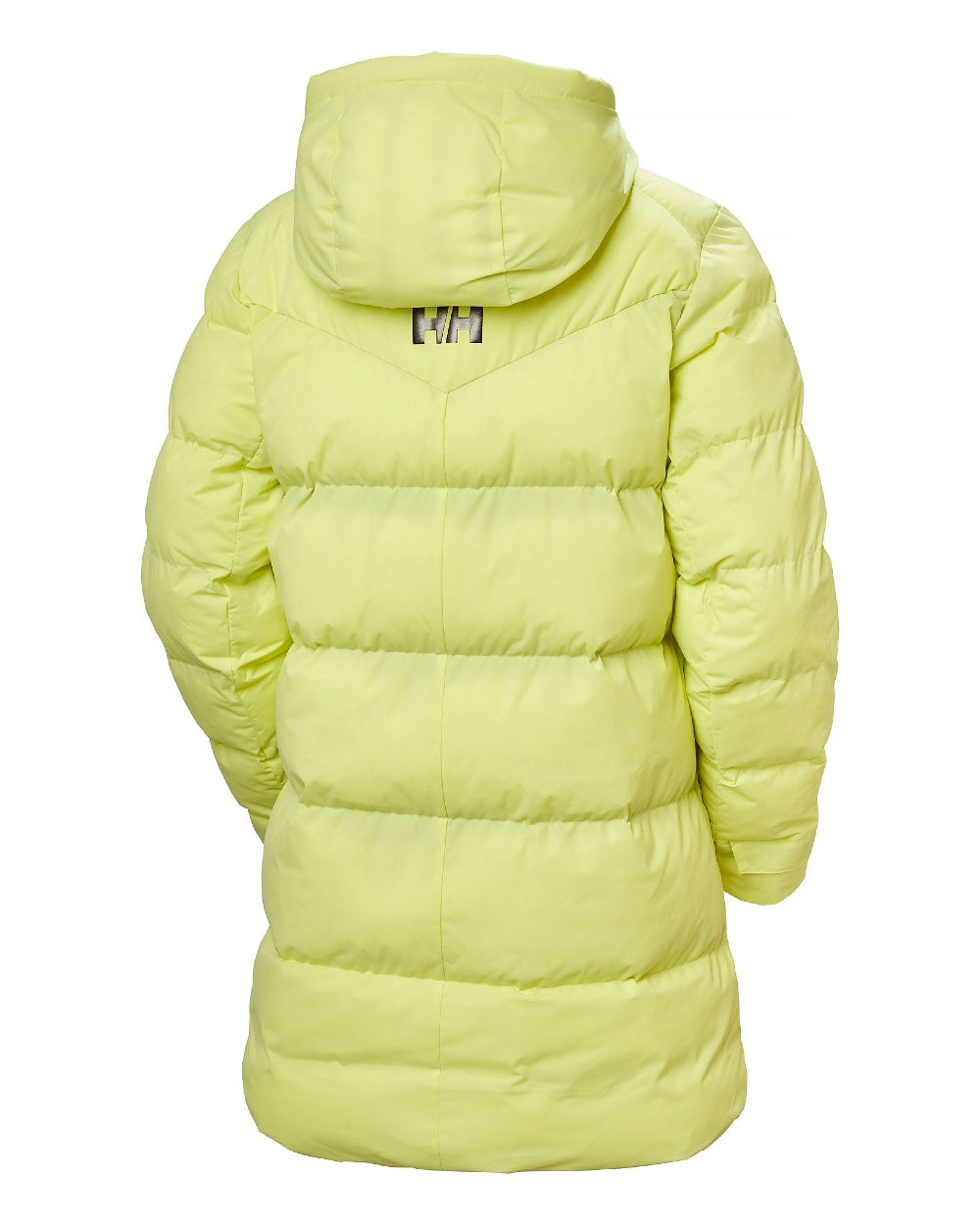 Sunny Lime Coloured Helly Hansen Adore Ladies Puffy Parka on white background