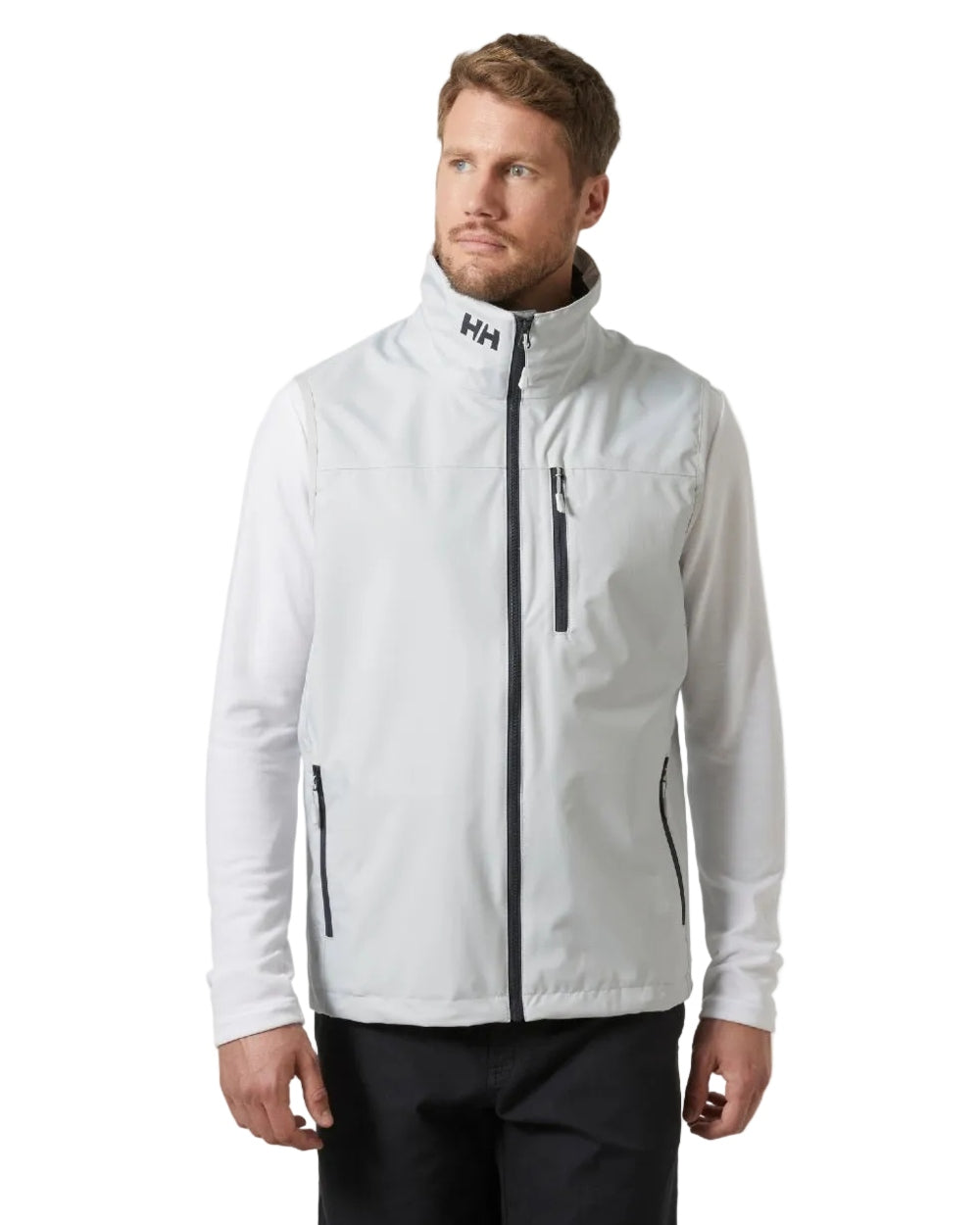 Grey Fog coloured Helly Hansen Mens Crew Sailing Vest 2.0 on white background