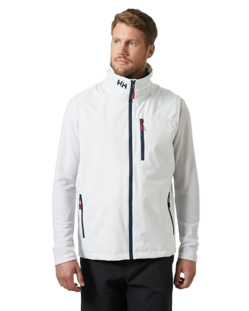 White coloured Helly Hansen Mens Crew Sailing Vest 2.0 on white background