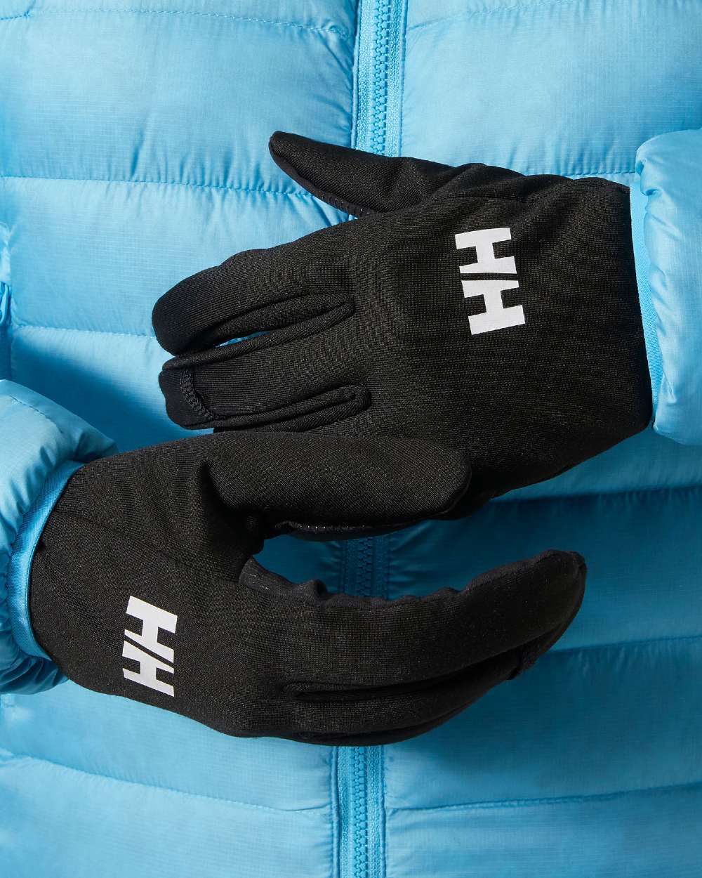 Black Coloured Helly Hansen Hardface Fleece Touch Gloves on white background