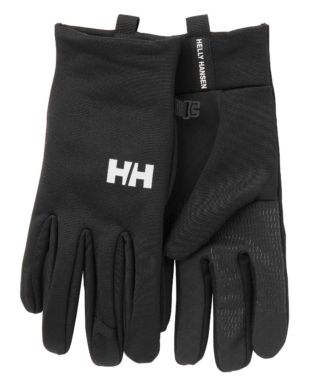 Black Coloured Helly Hansen Hardface Fleece Touch Gloves on white background