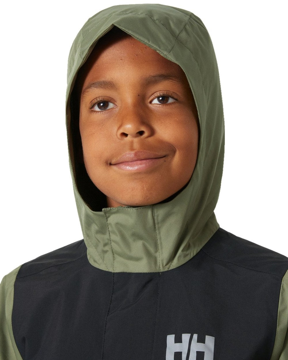 Lav Green Coloured Helly Hansen Juniors Vancouver Rain Jacket on white background