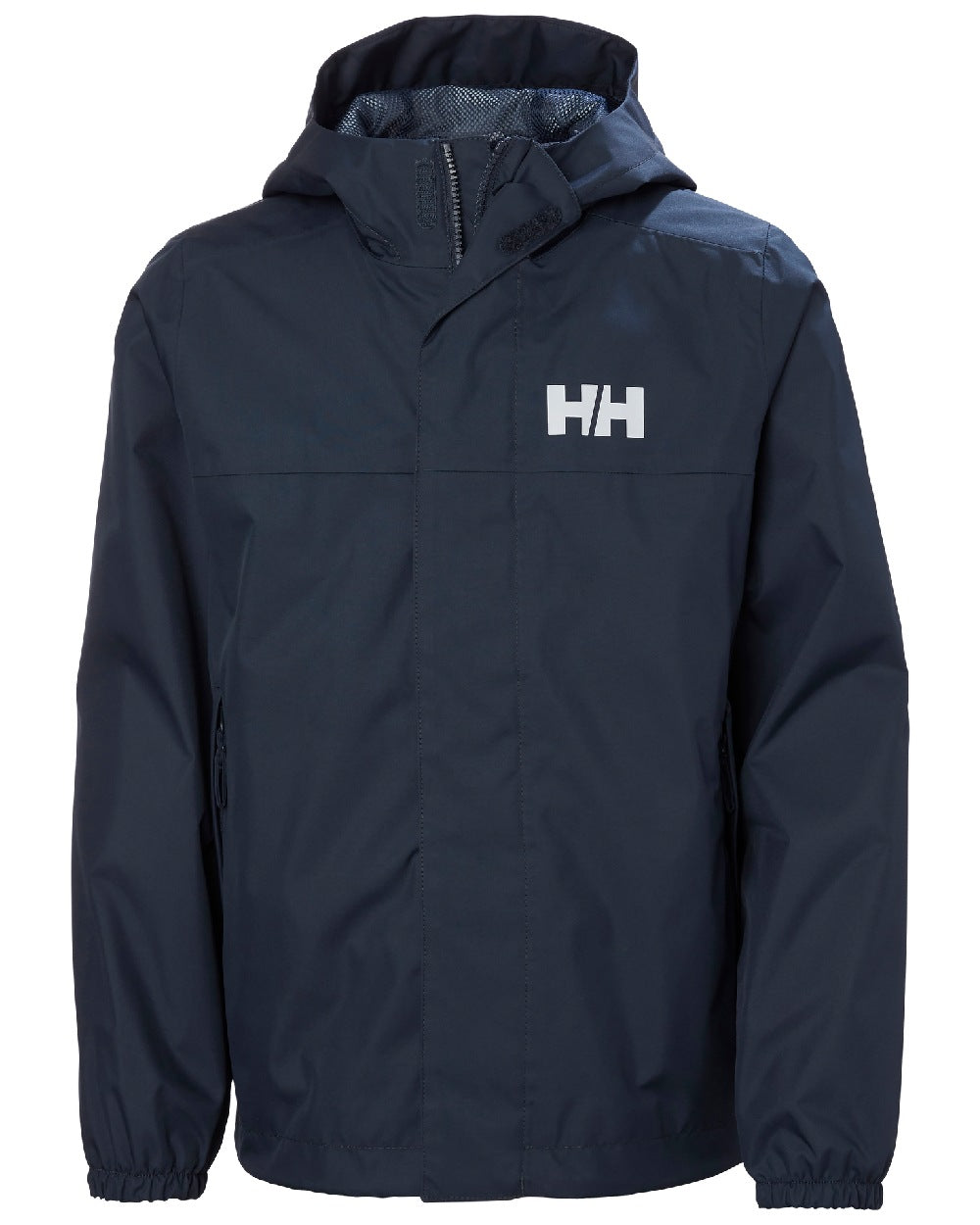 Navy Coloured Helly Hansen Juniors Vancouver Rain Jacket on white background