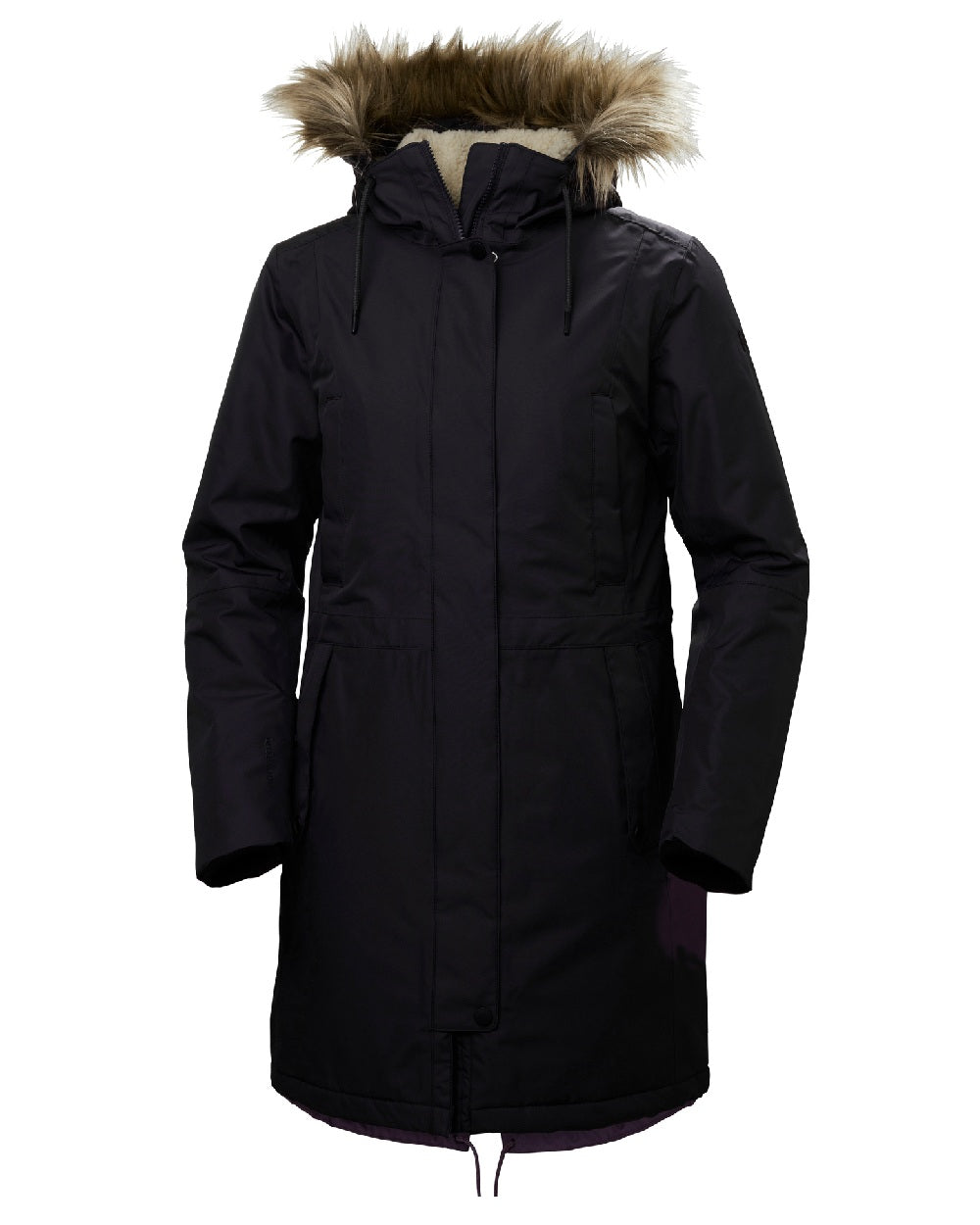Black coloured Helly Hansen Mayen Ladies Parka on white background
