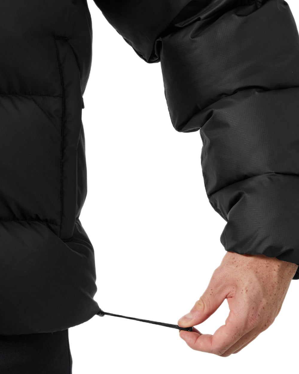 Black Coloured Helly Hansen Mens Active Puffy Jacket on white background