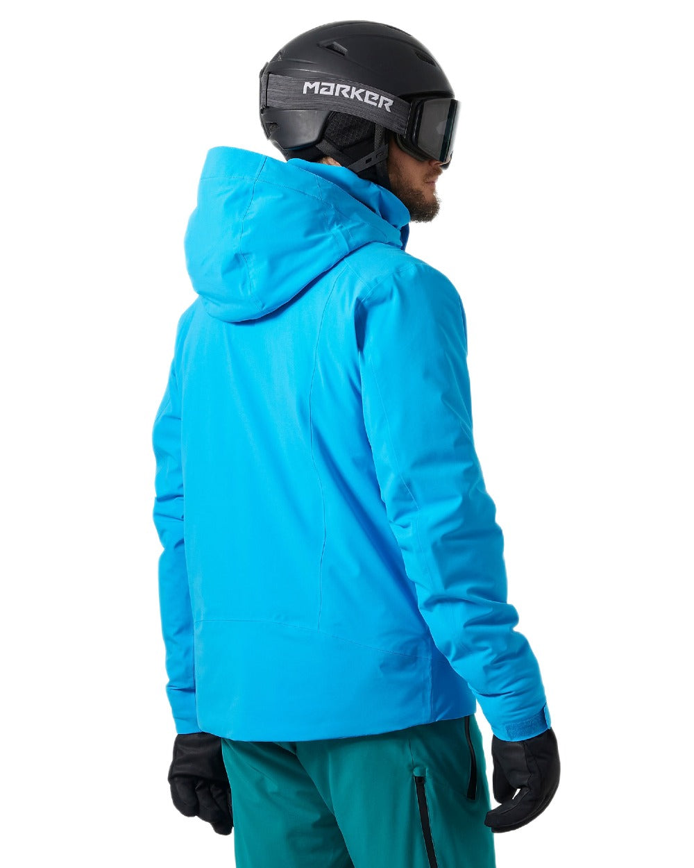 Cyan Coloured Helly Hansen Mens Alpha 4.0 Jacket on white background