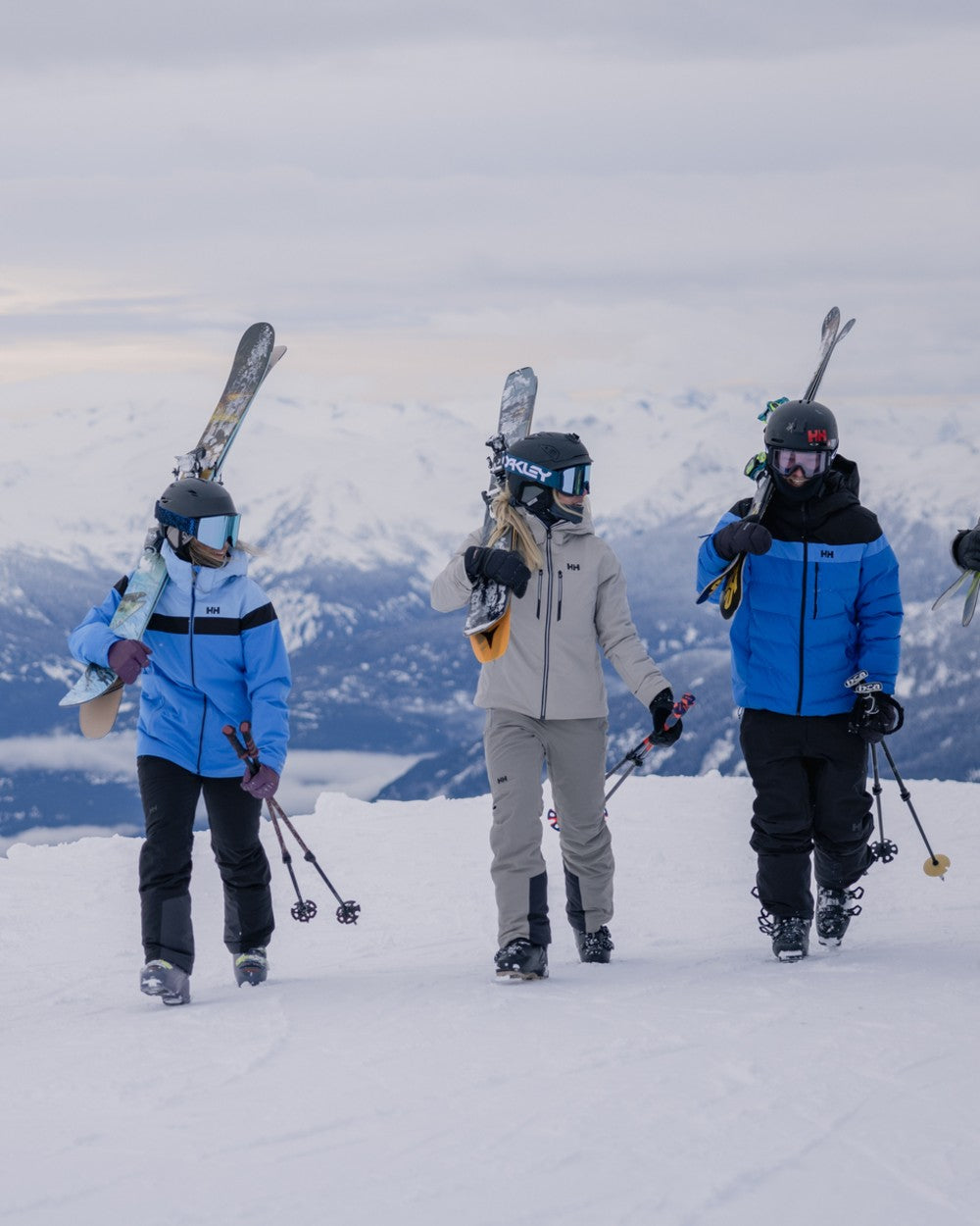 Concrete Coloured Helly Hansen Mens Alpha Lifaloft Insulated Ski Jacket on snow background