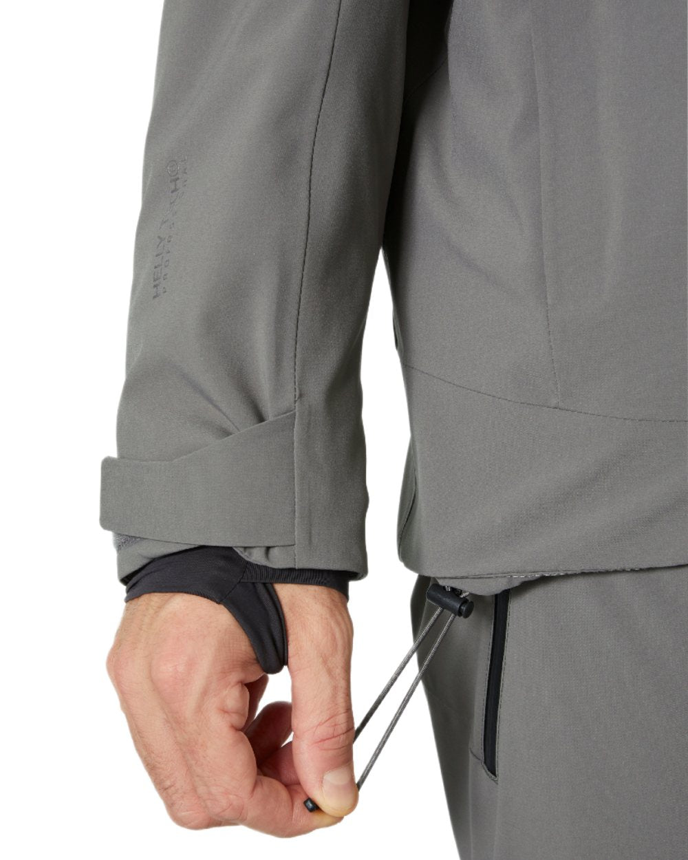 Concrete Coloured Helly Hansen Mens Alpha Lifaloft Insulated Ski Jacket on white background