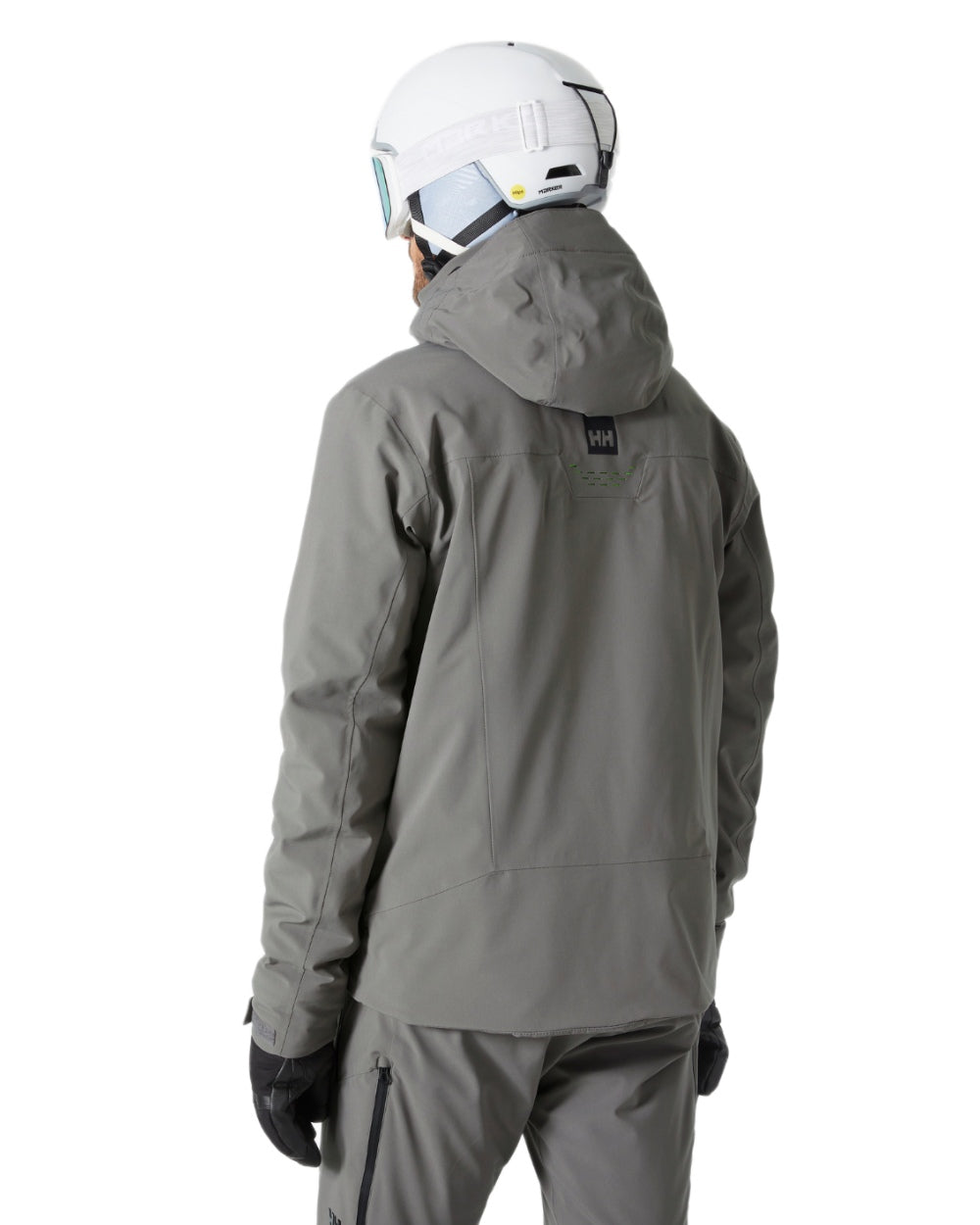 Concrete Coloured Helly Hansen Mens Alpha Lifaloft Insulated Ski Jacket on white background