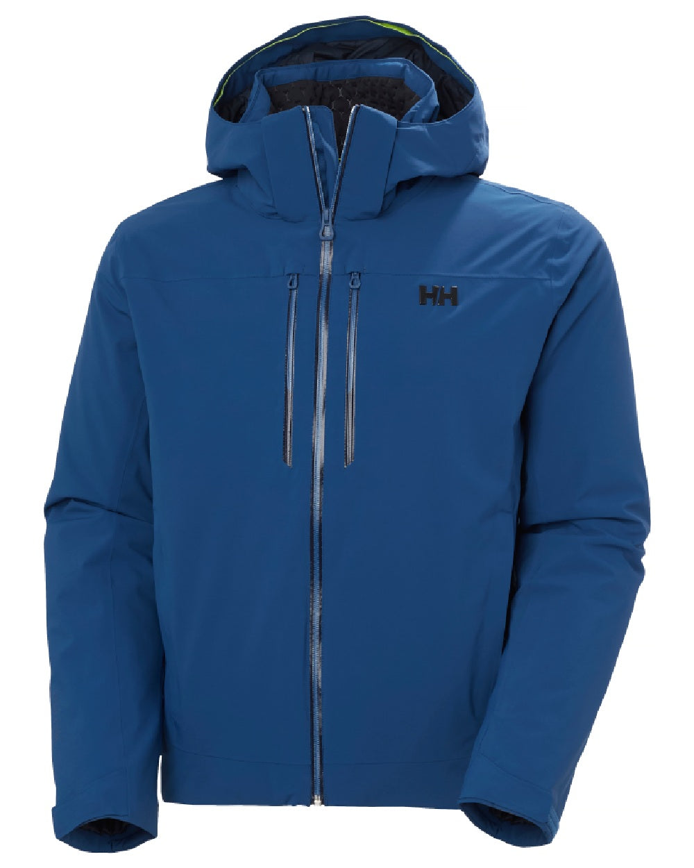 Dark Blue coloured Helly Hansen Mens Alpha Lifaloft Insulated Ski Jacket on white background