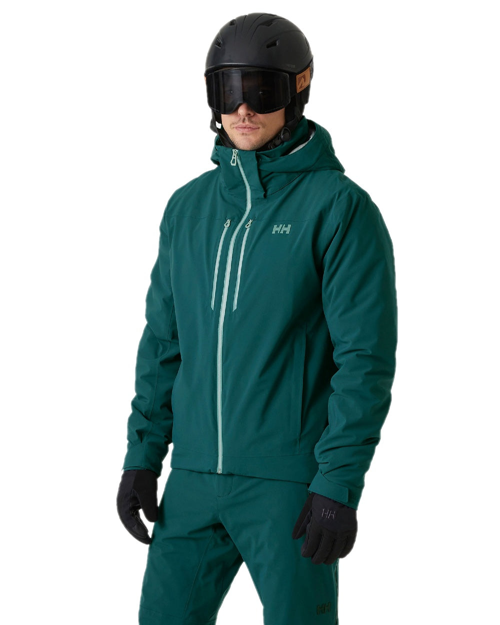 Dark Creek Coloured Helly Hansen Mens Alpha Lifaloft Insulated Ski Jacket on white background