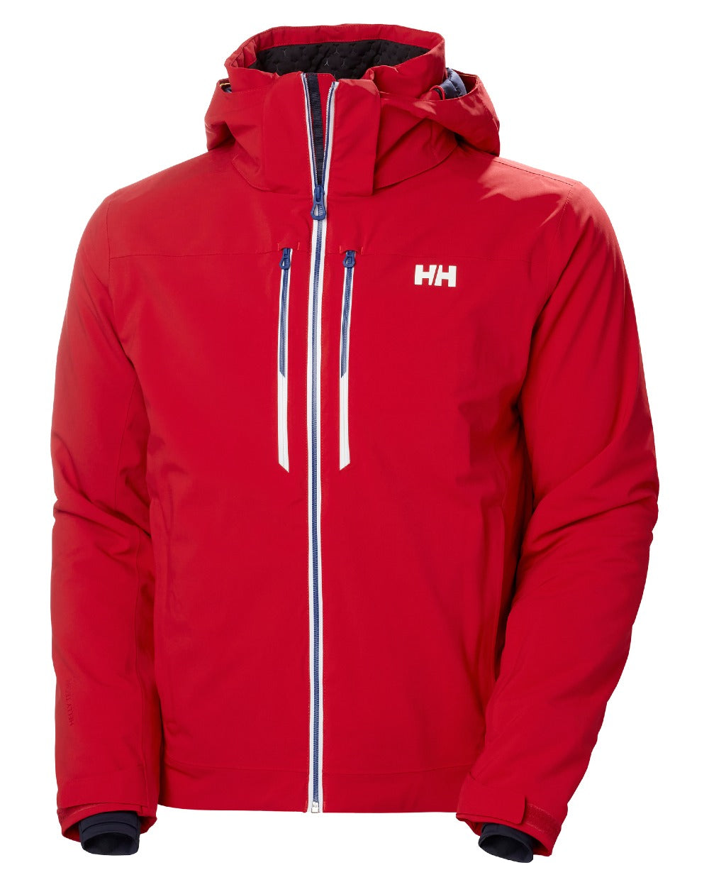 Red Coloured Helly Hansen Mens Alpha Lifaloft Insulated Ski Jacket on white background