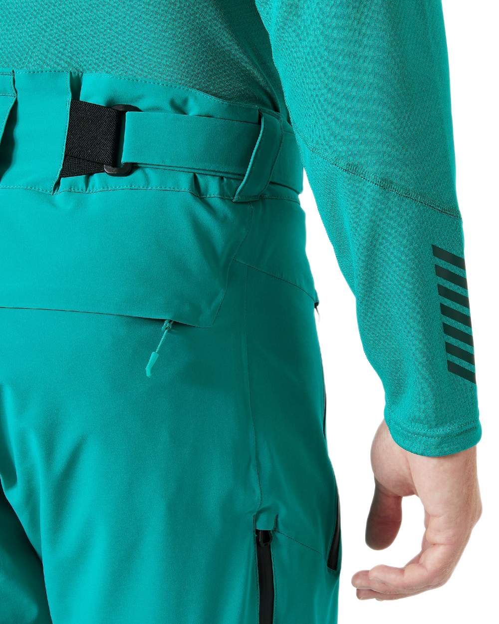 Signal Green Coloured Helly Hansen Mens Alpha Lifaloft Insulated Ski Pants on white background