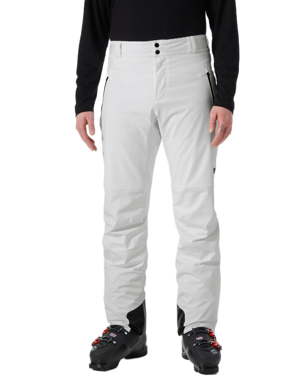 White Coloured Helly Hansen Mens Alpha Lifaloft Insulated Ski Pants on white background