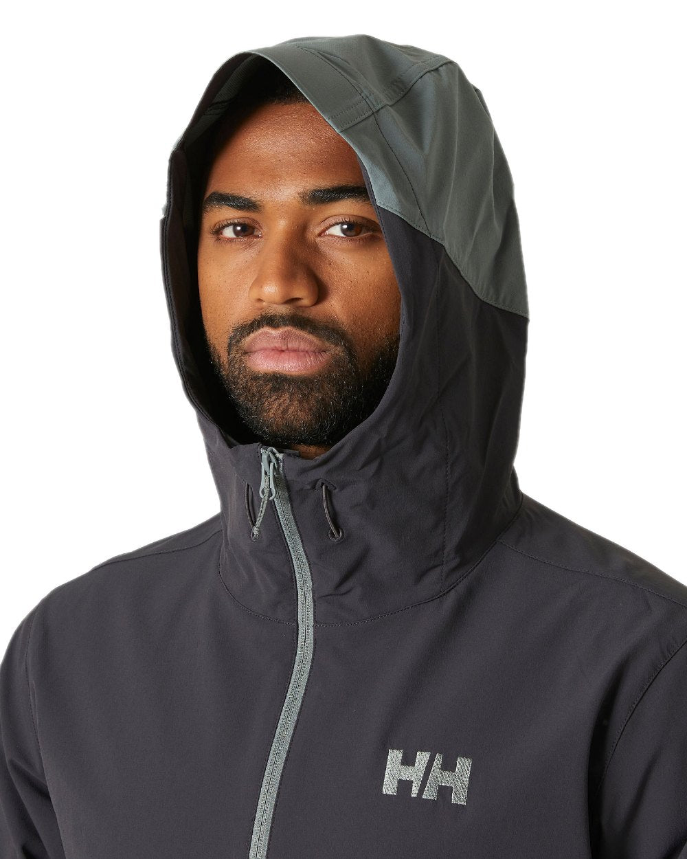 Grey Cactus Coloured Helly Hansen Mens Blaze Hooded Softshell Jacket on white background