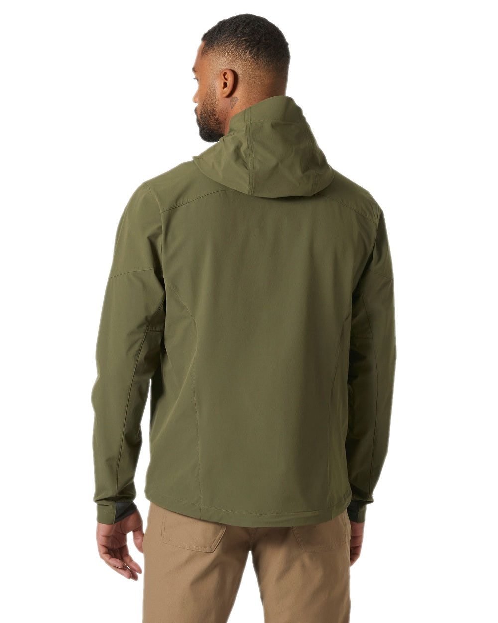Utility Green Coloured Helly Hansen Mens Blaze Hooded Softshell Jacket on white background