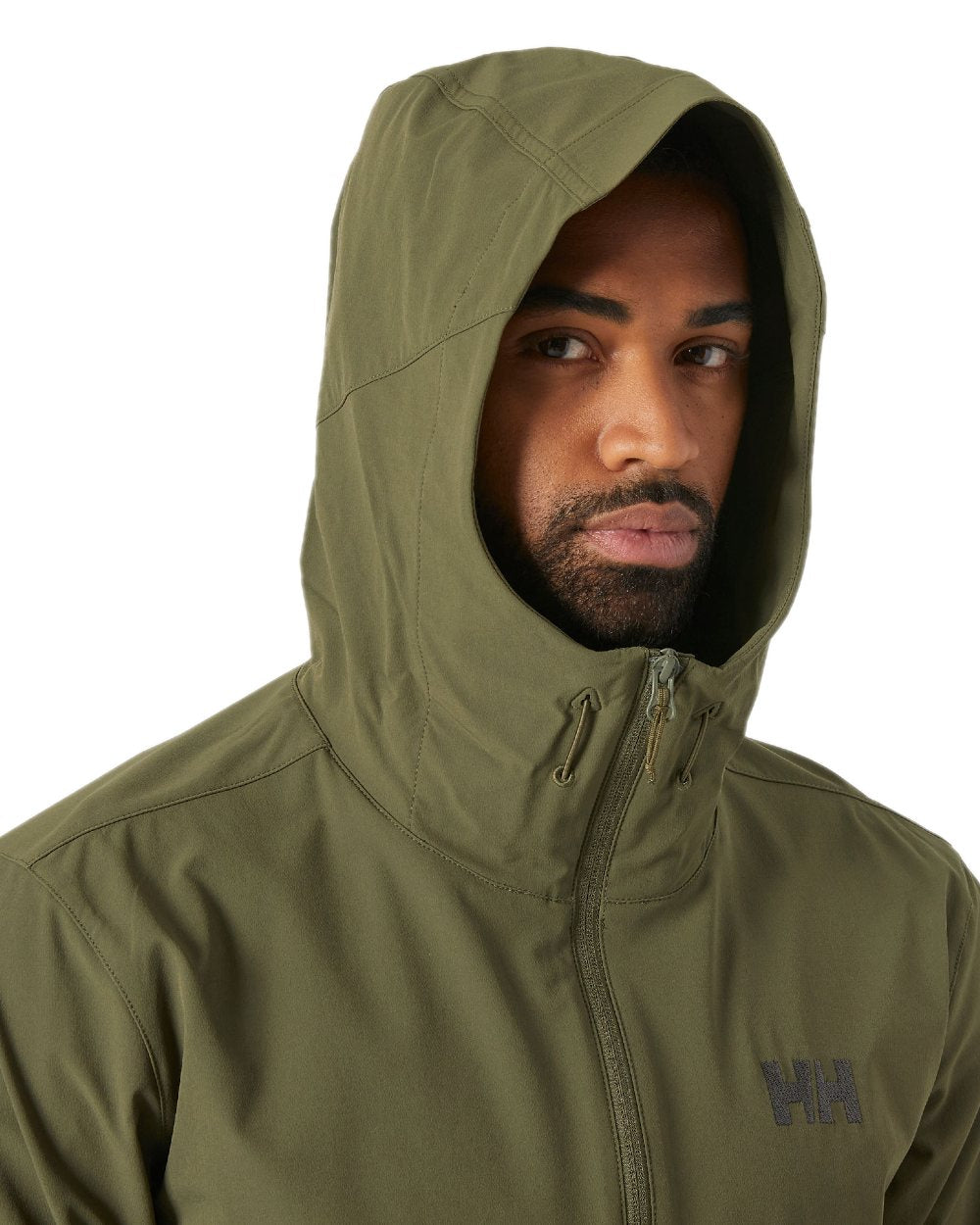 Utility Green Coloured Helly Hansen Mens Blaze Hooded Softshell Jacket on white background