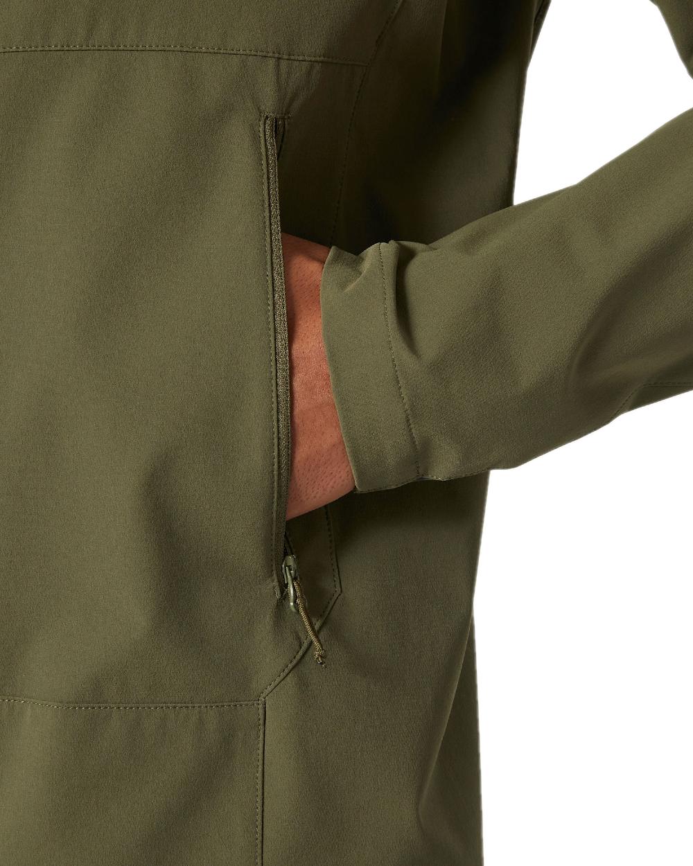 Utility Green Coloured Helly Hansen Mens Blaze Hooded Softshell Jacket on white background