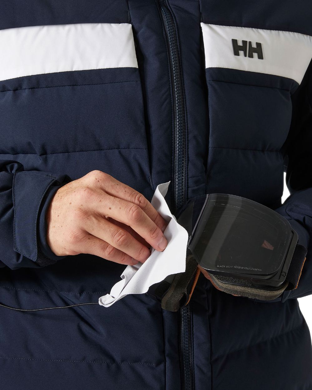 Navy Coloured Helly Hansen Mens Bossanova Puffy 2.0 Jacket on white background