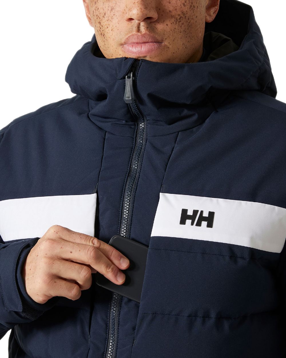 Navy Coloured Helly Hansen Mens Bossanova Puffy 2.0 Jacket on white background