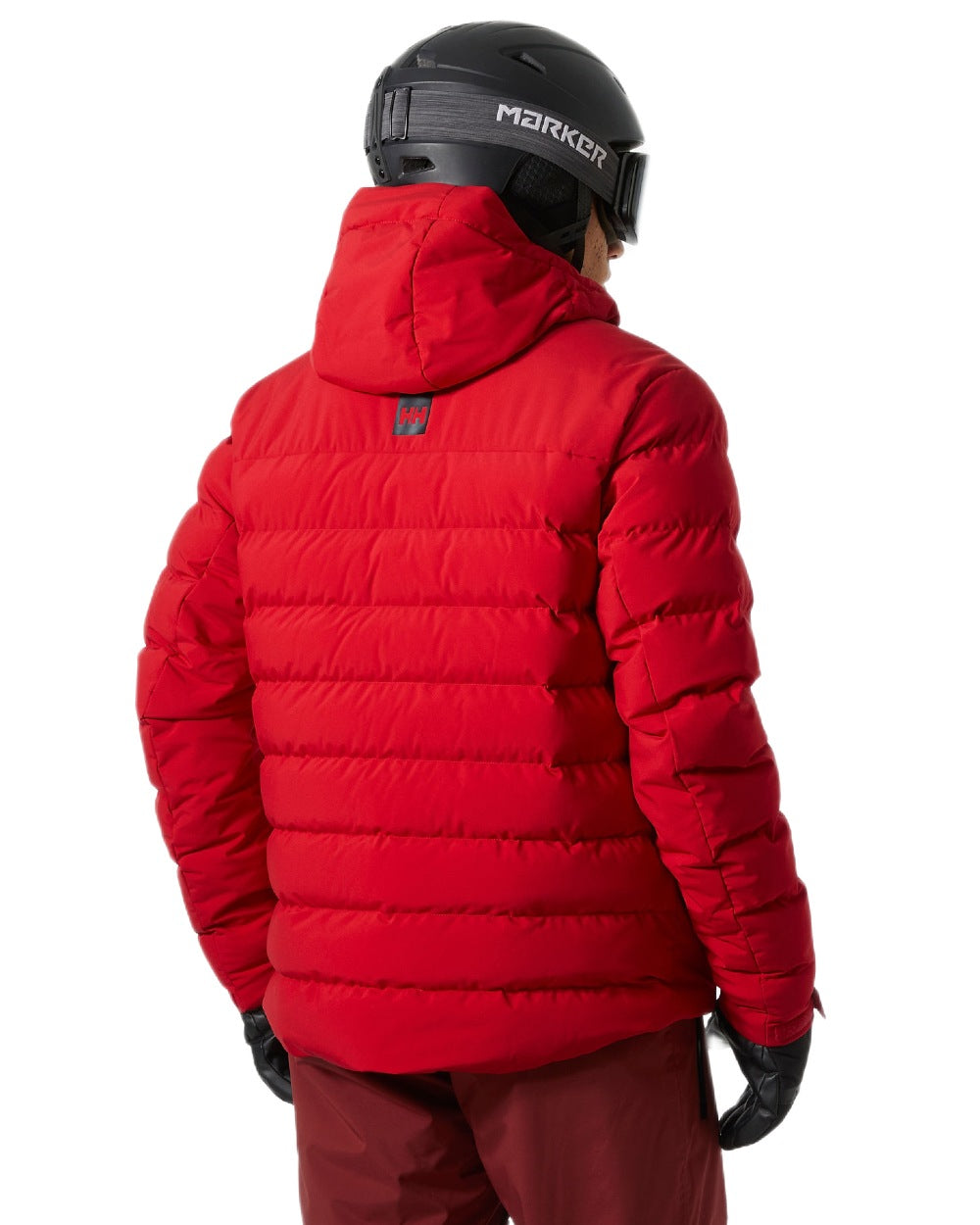 Red Coloured Helly Hansen Mens Bossanova Puffy 2.0 Jacket on white background