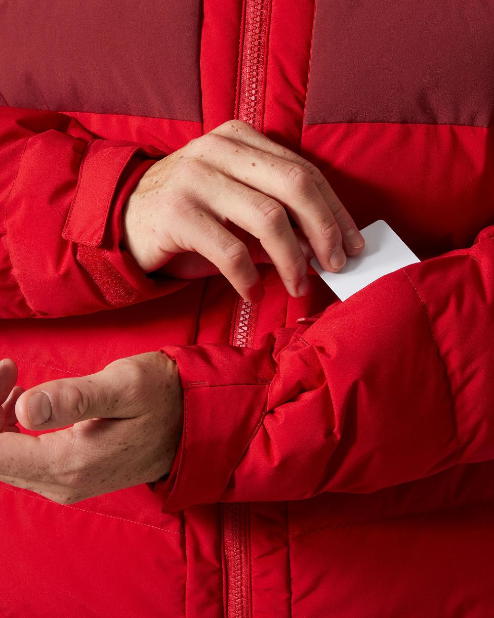 Red Coloured Helly Hansen Mens Bossanova Puffy 2.0 Jacket on white background