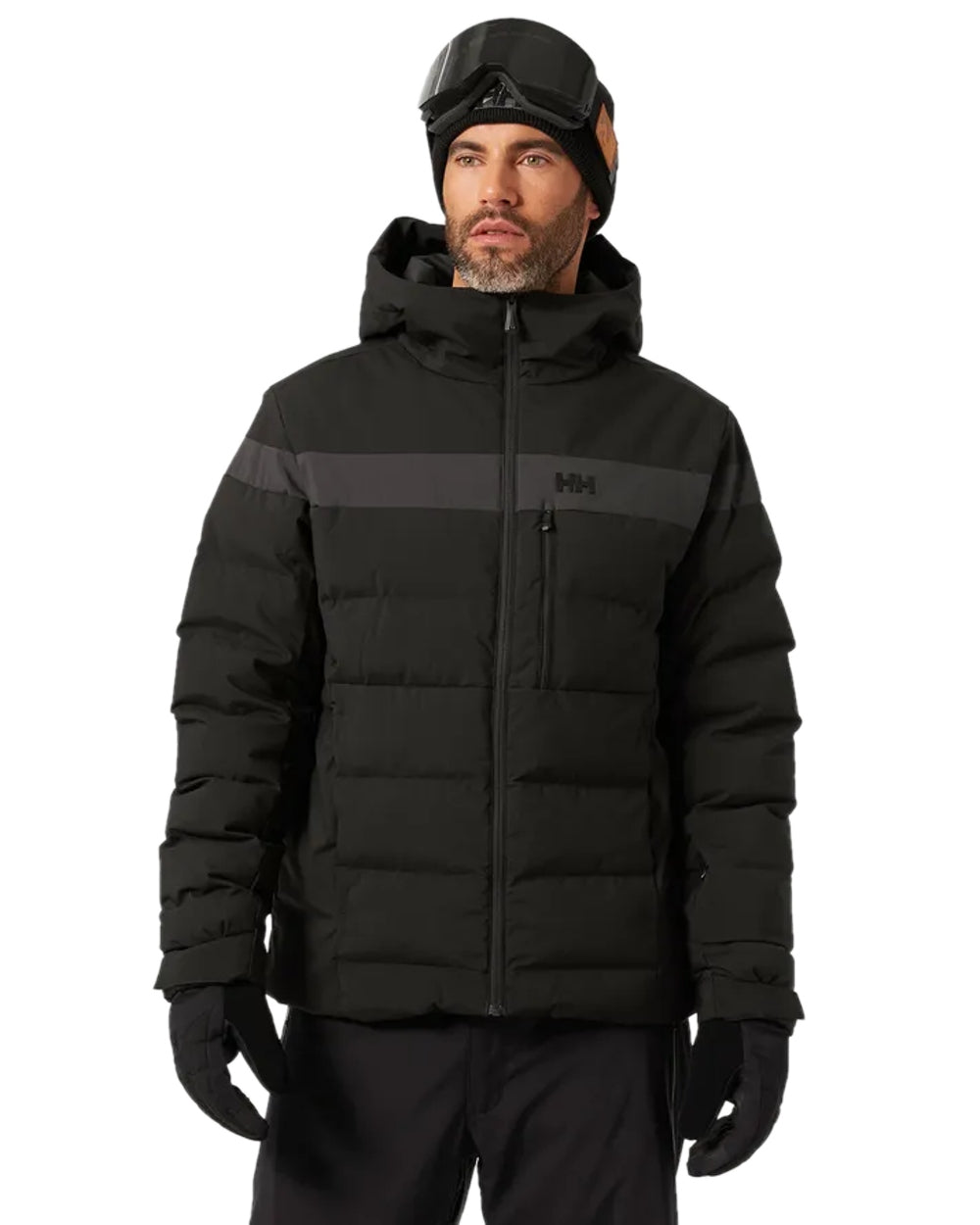 Black Coloured Helly Hansen Mens Bossanova Puffy Jacket on white background
