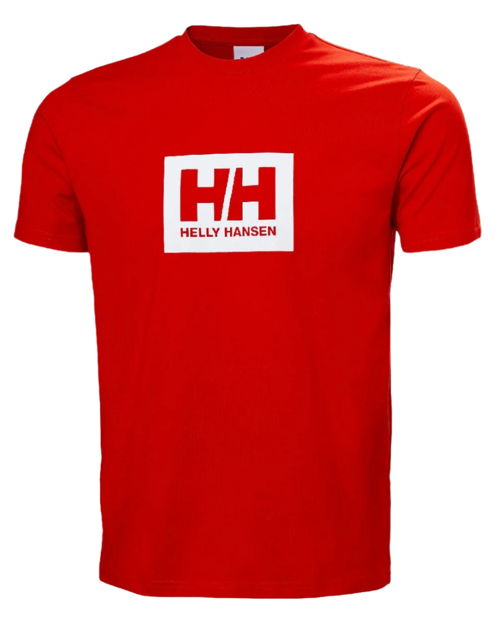 Alert Red Helly Hansen Mens Box T-Shirt 2.0 on white background