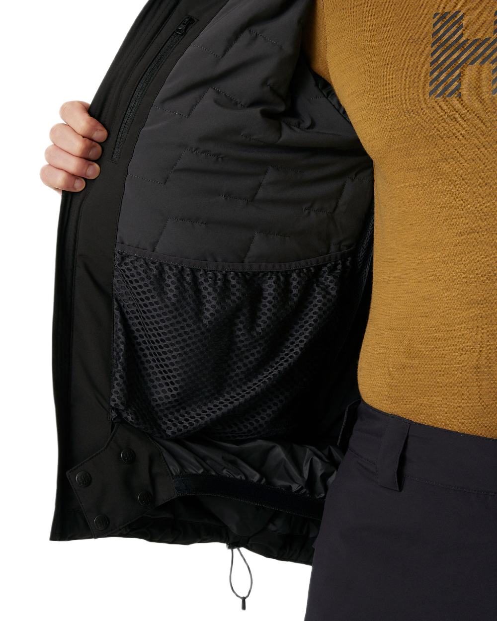 Black Coloured Helly Hansen Mens Carv Lifaloft 2.0 Jacket on white background