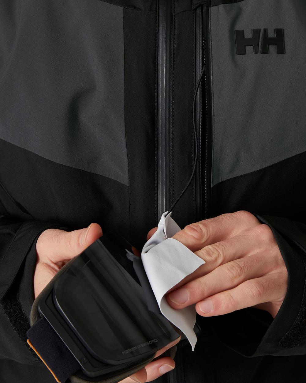 Black Coloured Helly Hansen Mens Carv Lifaloft 2.0 Jacket on white background