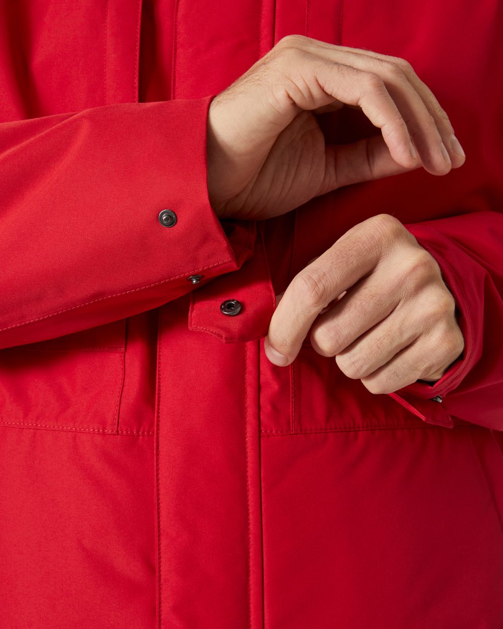 Red Coloured Helly Hansen Mens Coastal 3.0 Parka on white background