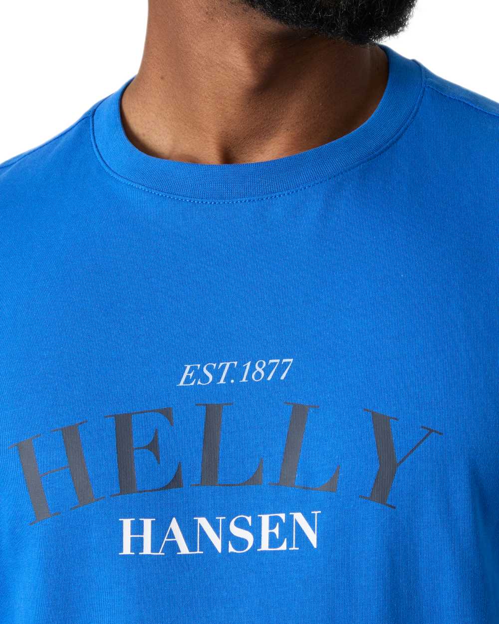 Cobalt coloured Helly Hansen Mens Core Graphic T-Shirt 2.0 on white background