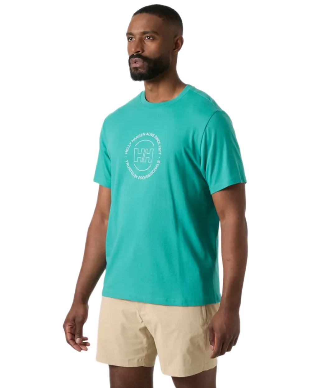 Dark Mint coloured Helly Hansen Mens Core Graphic T-Shirt 2.0 on white background