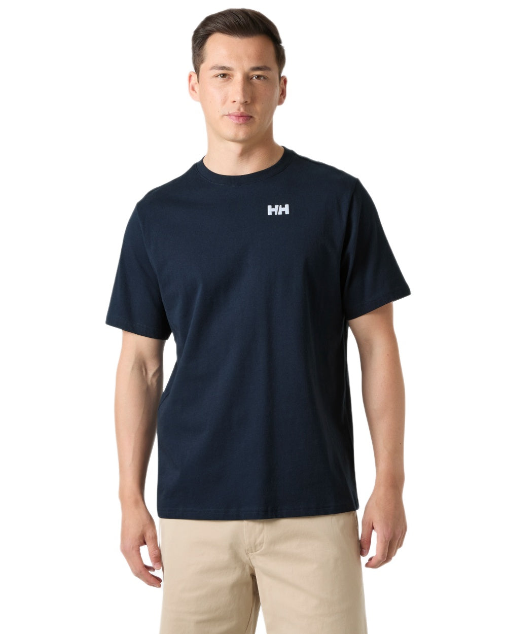 Navy coloured Helly Hansen Mens Core Graphic T-Shirt 2.0 on white background